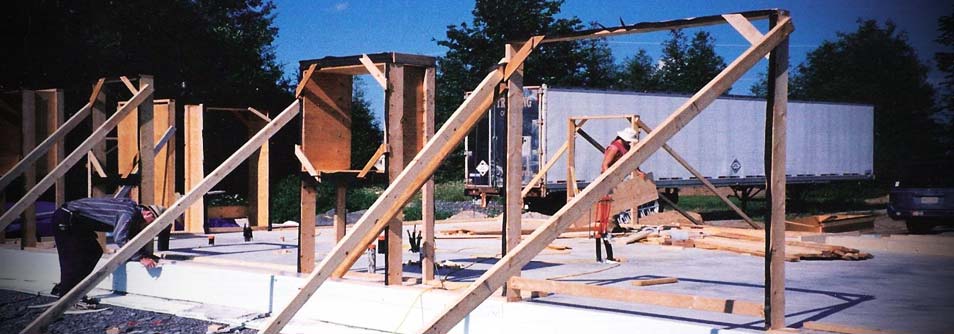 Photo of construction of straw bale home using Nebraska method